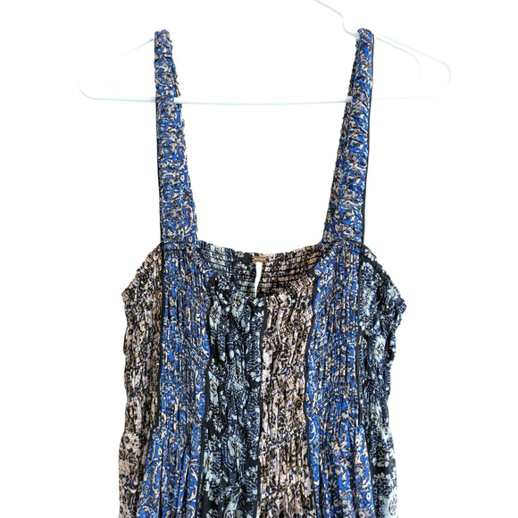 Free People Come Together Black Combo Smocked Maxi Dress Size XL - Picture 6 of 11